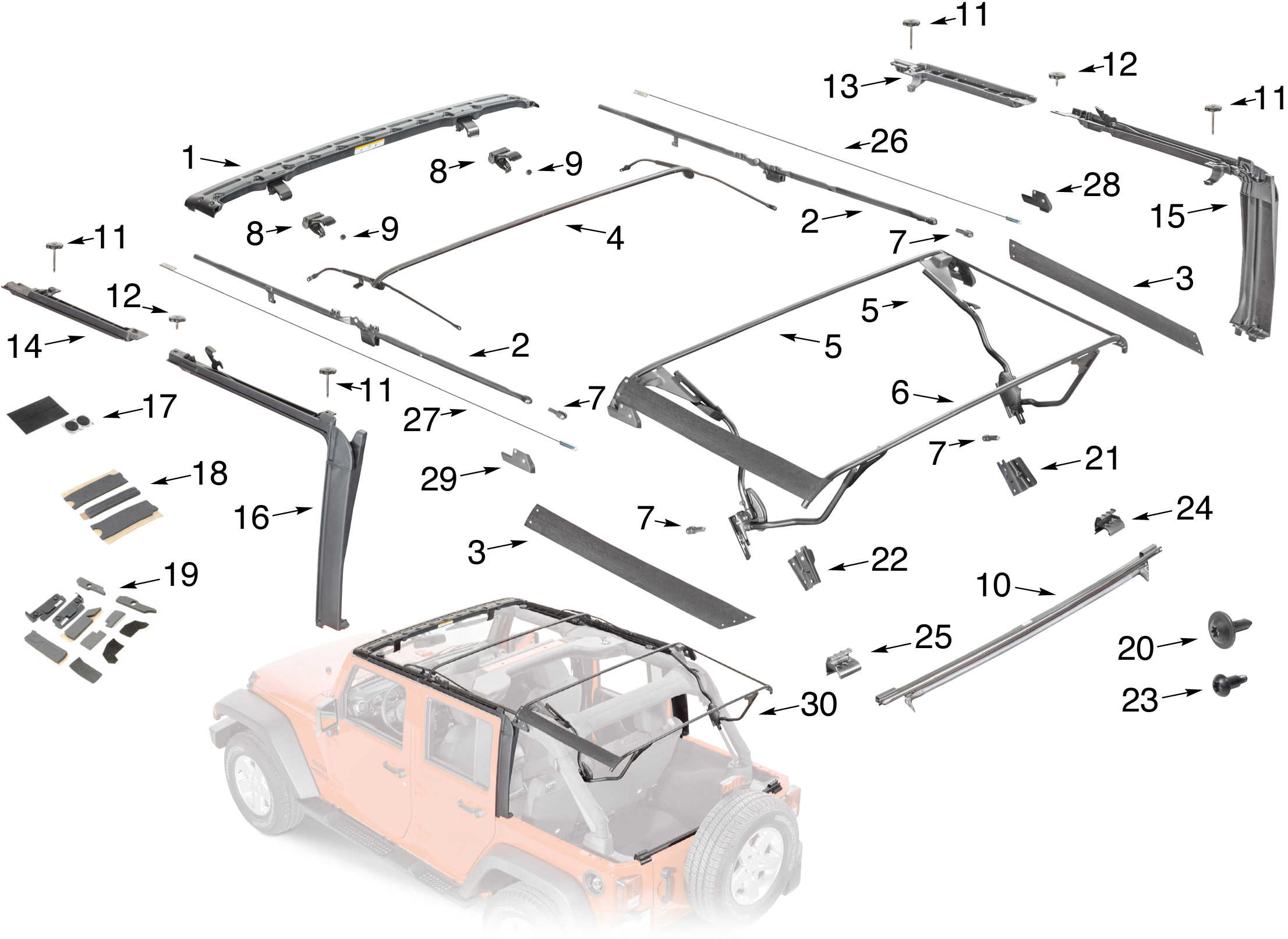 Jeep wrangler soft top hardware kit #3