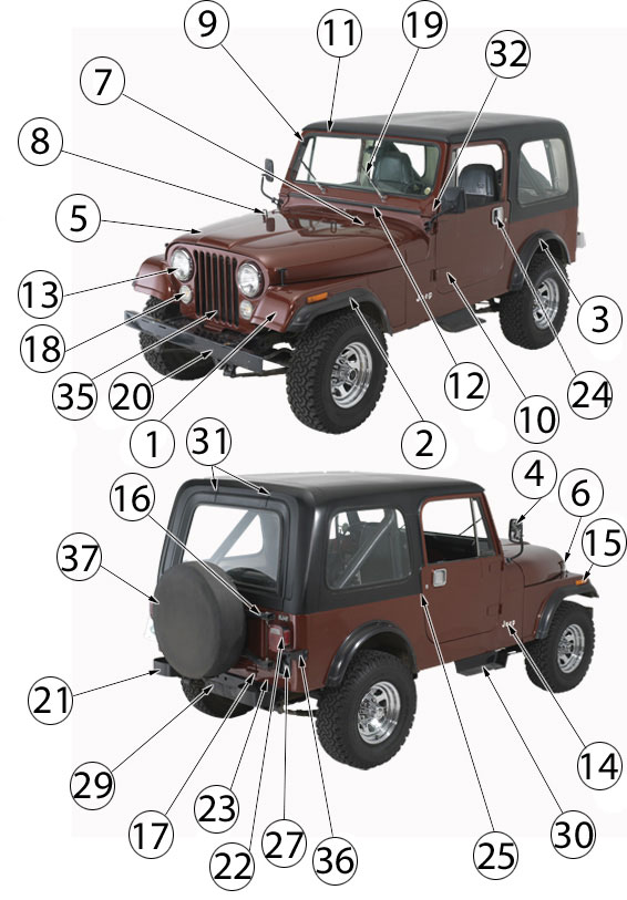 Jeep CJ Series Exterior Body Parts ('53-'86) | Quadratec