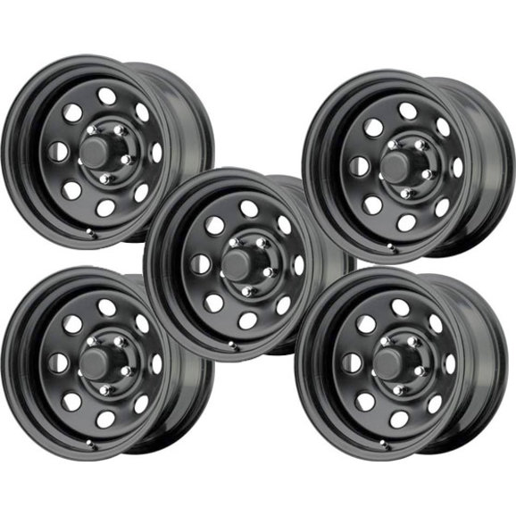 Pro Comp SET OF 5 Soft 8 Series 97 1-Piece Flat Black Steel with 5x5 ...