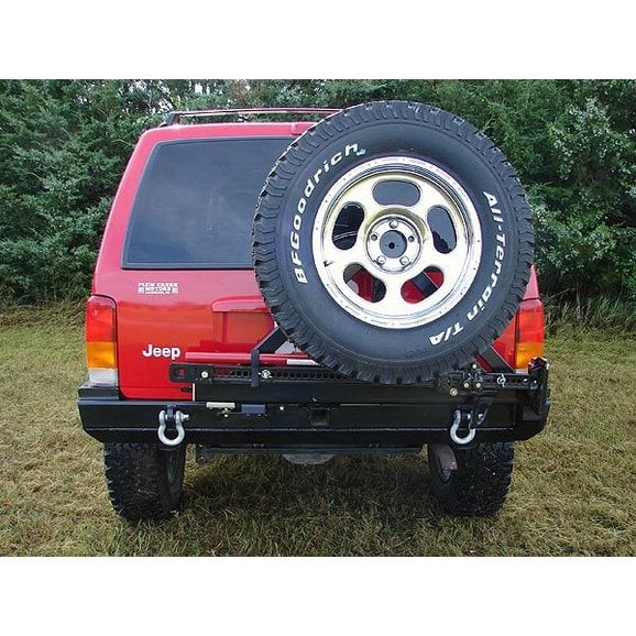 Rock Hard 4x4 Rh1013 Rear Bumper Tire Carrier In Black For 84 01 Jeep Cherokee Xj