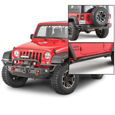 TACTIK HD Rear Bumper with 2 Receiver Hitch for 07-18 Jeep Wrangler JK