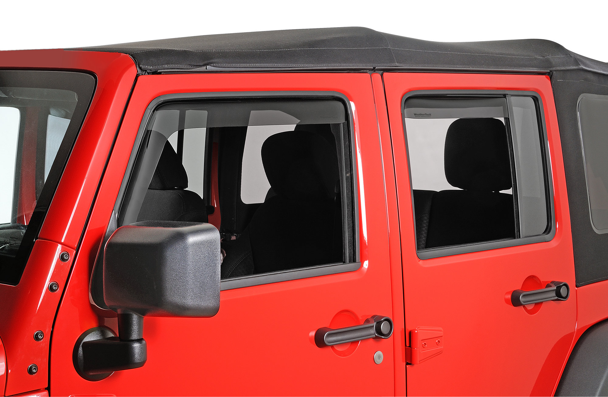 WeatherTech 82443 Side Window Deflector Set in Dark Smoke for 07-18 Jeep  Wrangler Unlimited JK | Quadratec