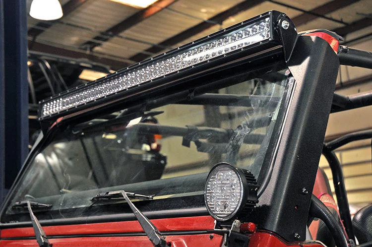 Rough Country 70503 50in LED Light Bar Windshield Mounts for 97-06 Jeep  Wrangler TJ | Quadratec