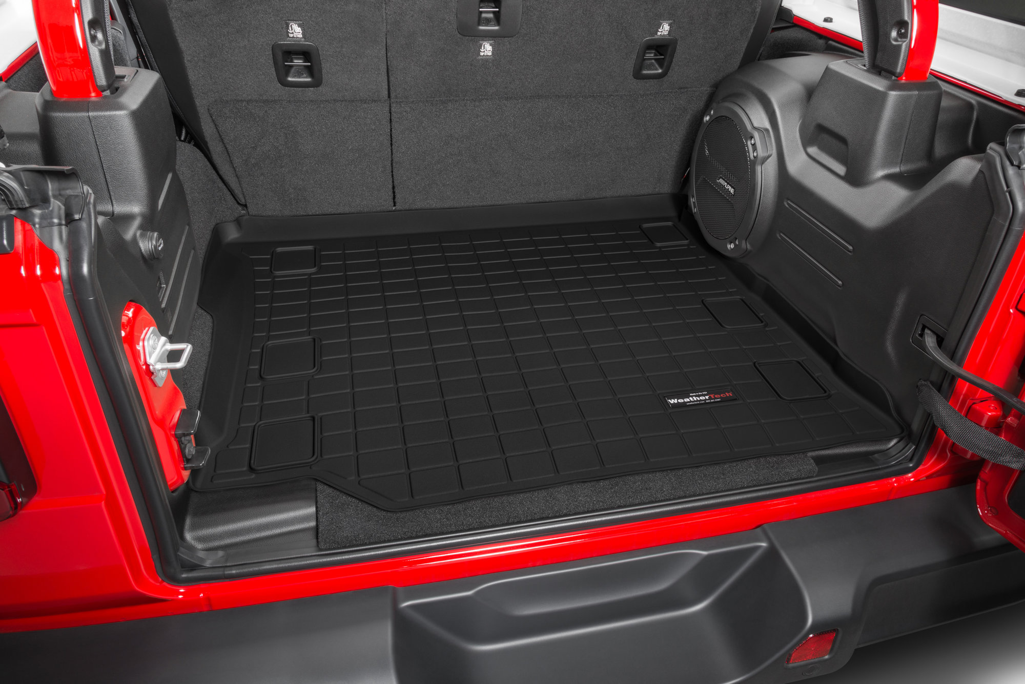 Weathertech Rear Cargo Liner In Black For 18 20 Jeep Wrangler Jl Unlimited With Leather Seats