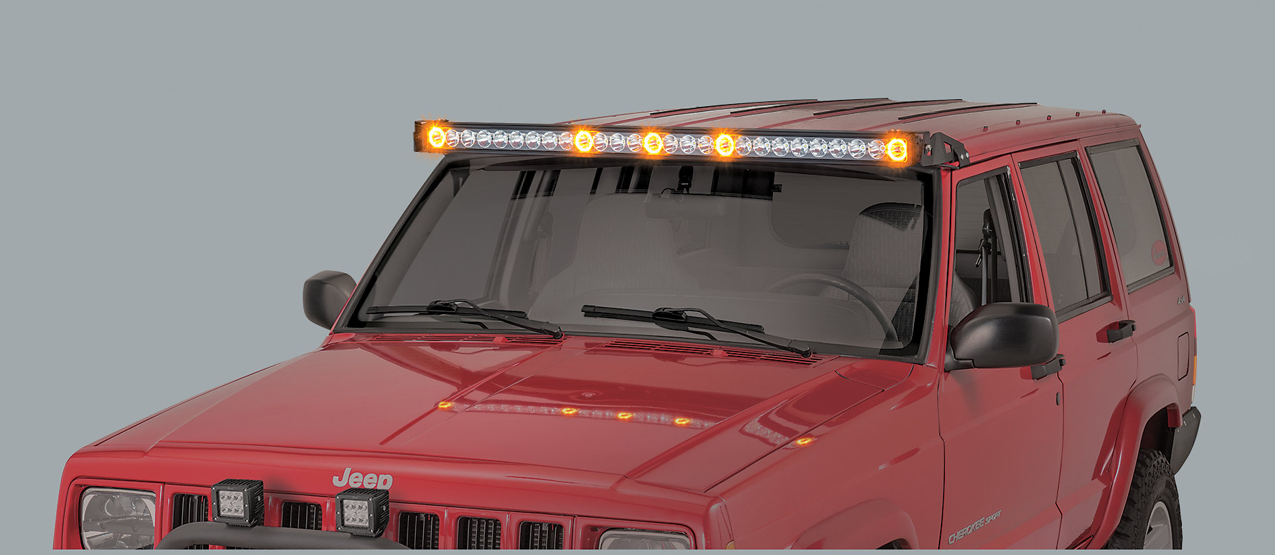Quadratec J5 LED Light Bar Kit with Windshield Mounting Brackets for 84-01 Jeep  Cherokee XJ | Quadratec