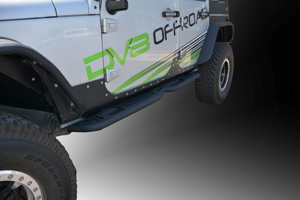 DV8 Offroad SRSOTB-06 Rock Slider Steps for 07-18 Jeep Wrangler JK  Unlimited 4-Door Quadratec