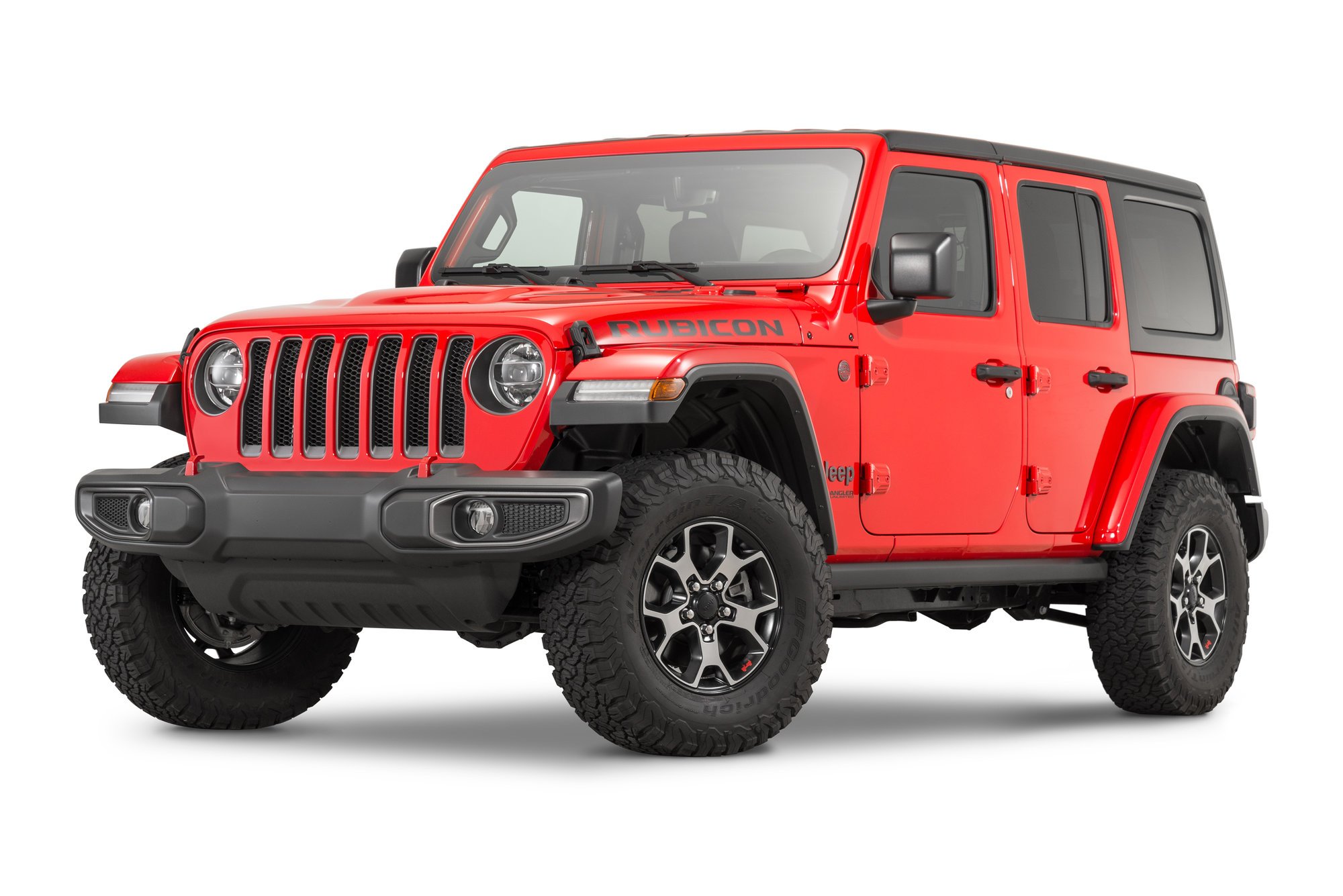 red lifted jeep wrangler