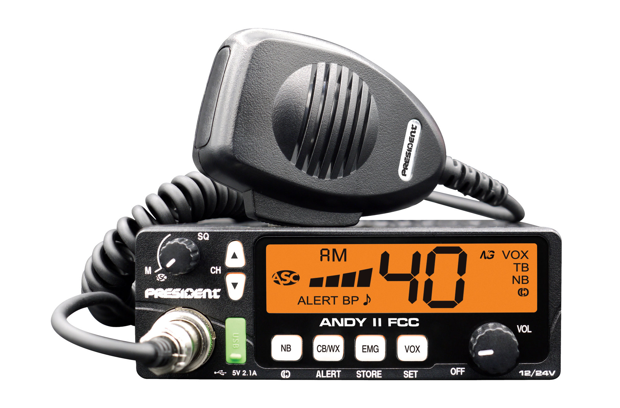 President Electronics TXUS076-1 Andy II FCC CB Radio | Quadratec