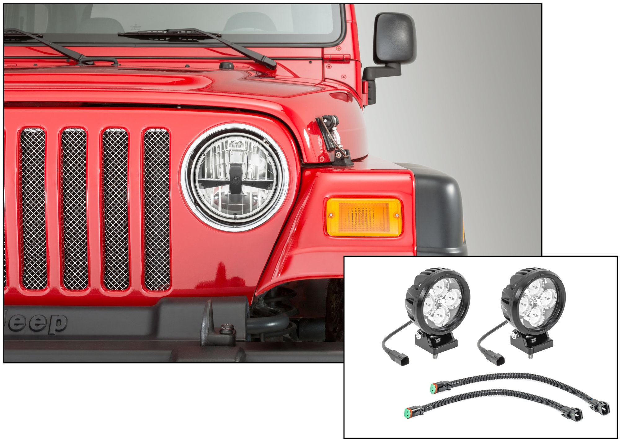 Quadratec Stealth LED Headlights with Hi Performance 4" Round LED Light Kit  for 97-06 Jeep Wrangler TJ & Unlimited | Quadratec