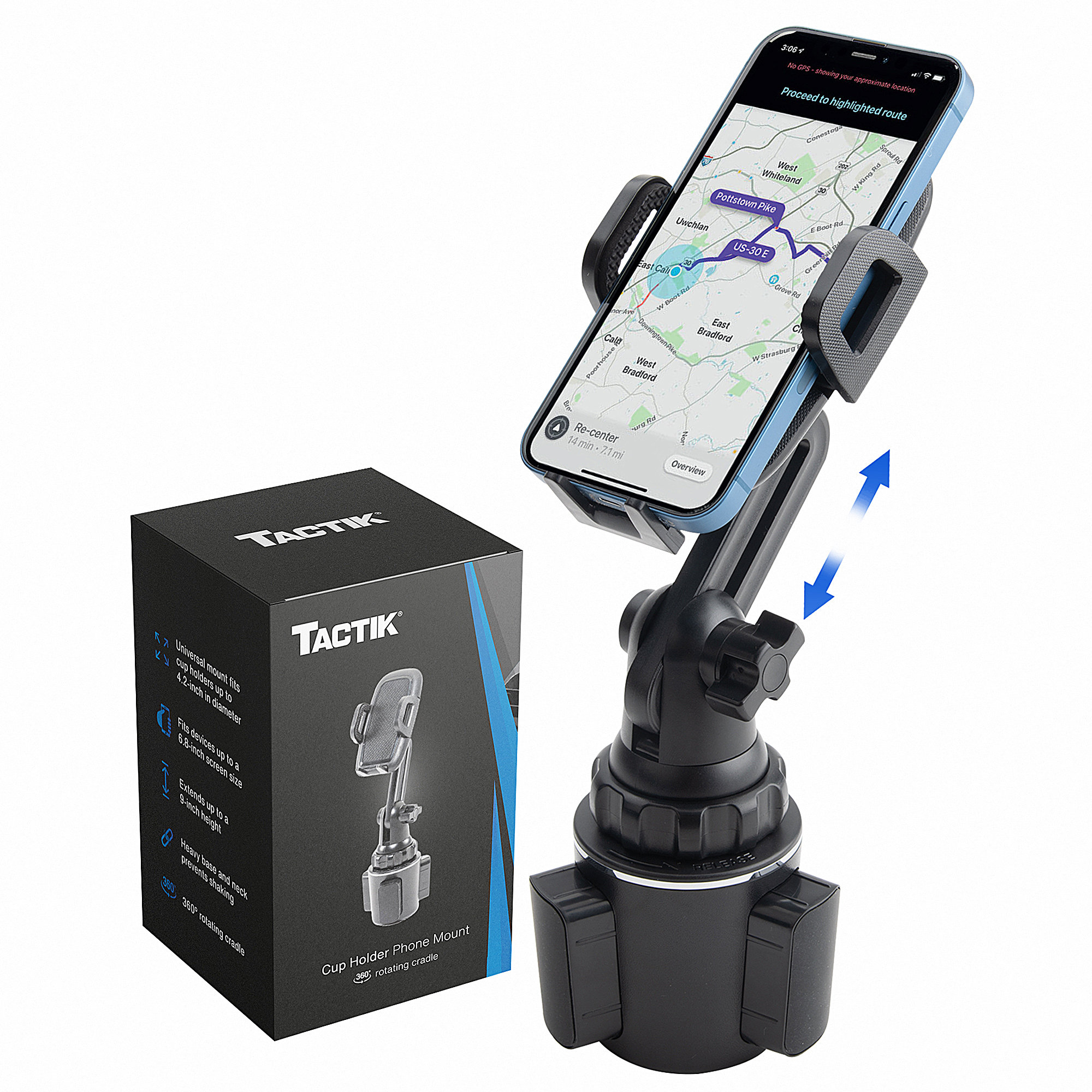 TACTIK SLT-JK987 Universal Cup Holder Cell Phone Mount | Quadratec