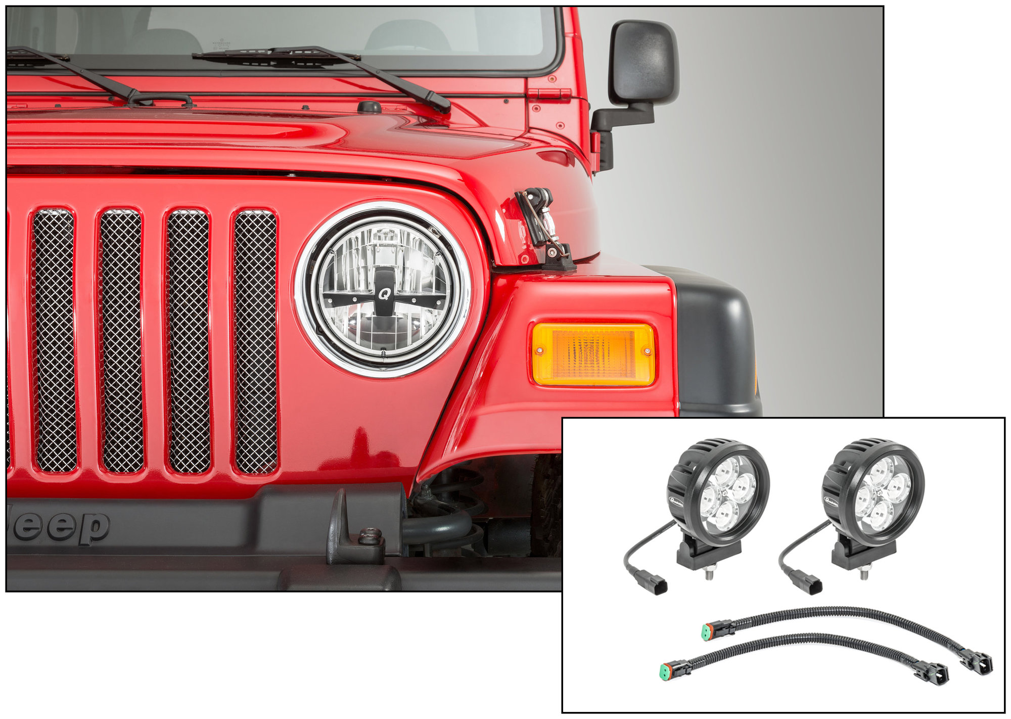 Quadratec Led Headlamp Upgrade Conversion Led Fog Lights Kit For 97 06 Jeep Wrangler Tj Quadratec