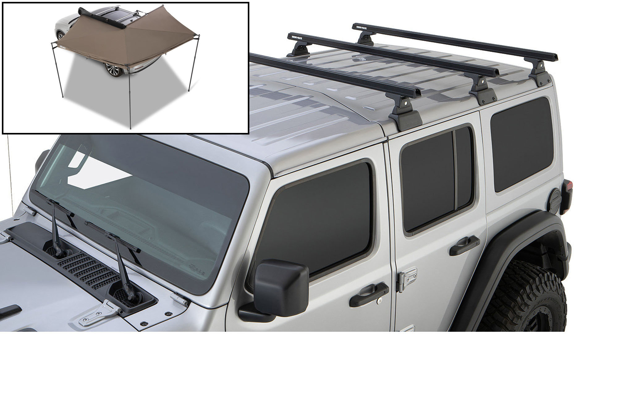 Rhino-Rack 3-Bar Backbone Roof Rack with Quick Mount Legs for 18-20 Jeep  Wrangler JL Unlimited with Hardtop | Quadratec