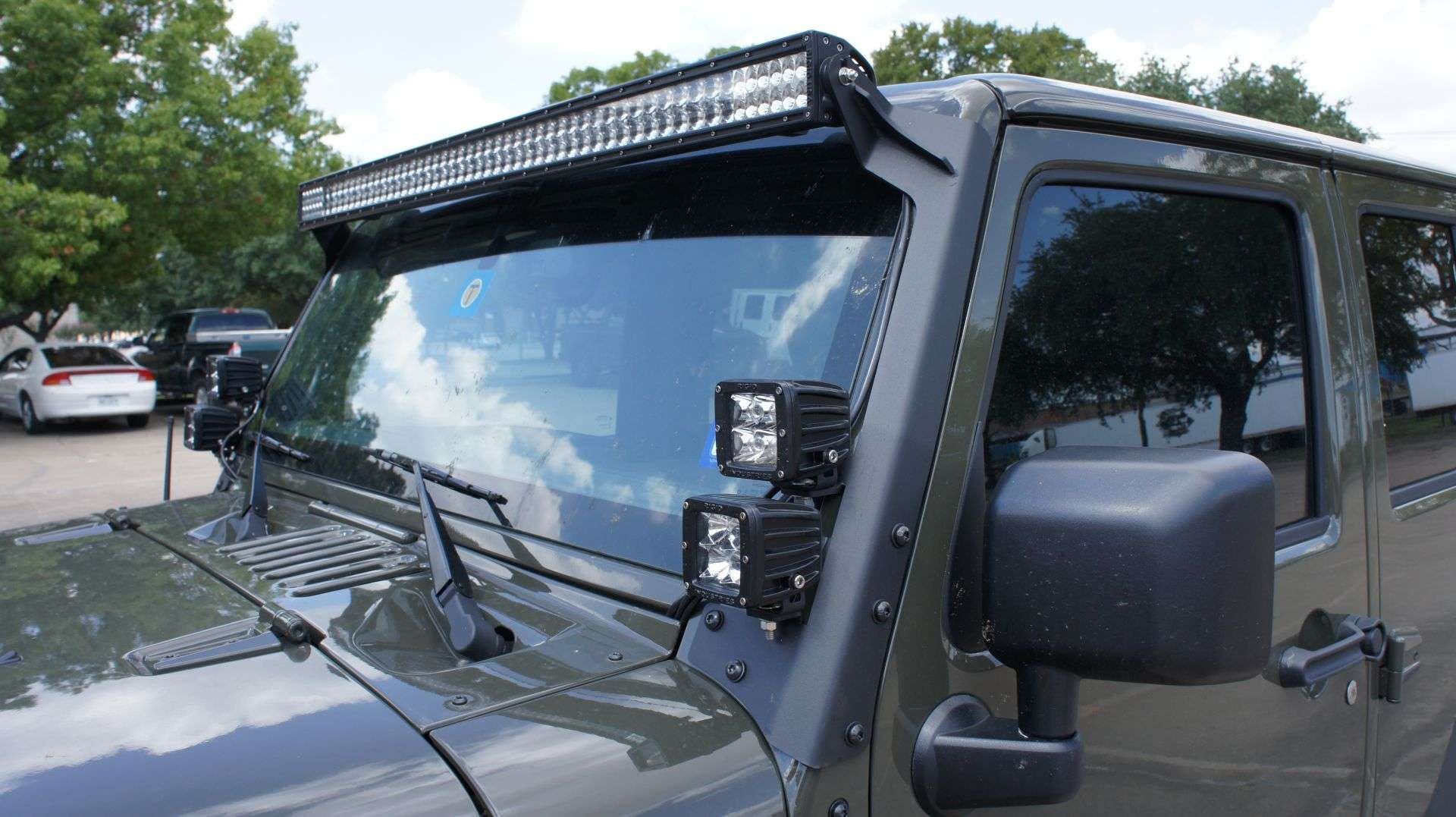 Road Armor Defender Windshield Light Bar Mounts for 07-18 Jeep Wrangler JK  | Quadratec