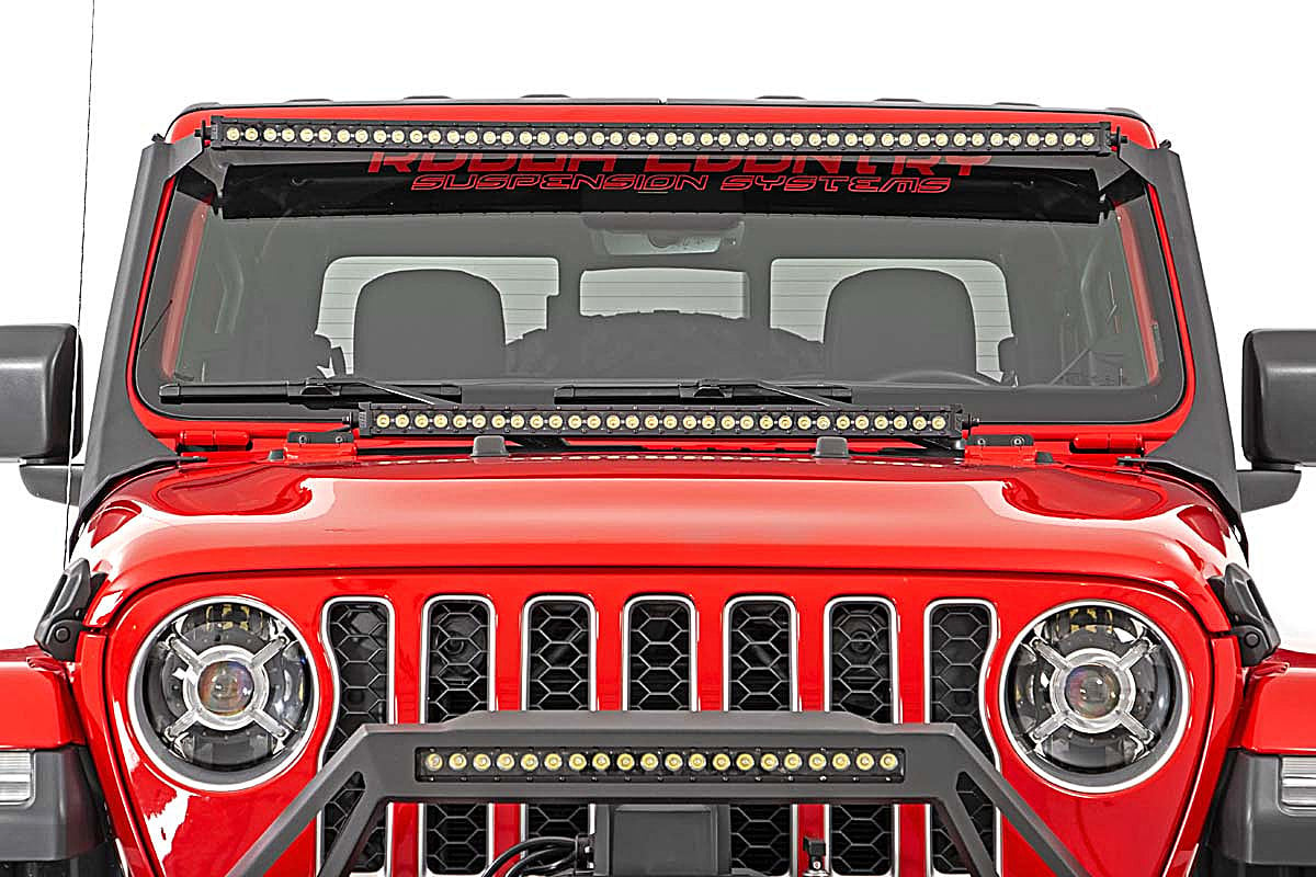 Rough Country 50 Inch LED Light Bar Upper Windshield Kit for 18-23 Jeep  Wrangler JL & Gladiator JT | Quadratec