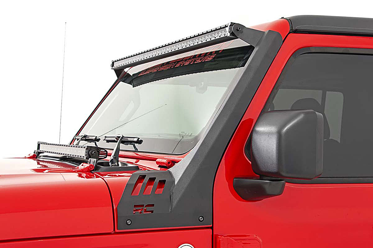 Rough Country 50 Inch LED Light Bar Upper Windshield Kit for 18-23 Jeep  Wrangler JL  Gladiator JT Quadratec