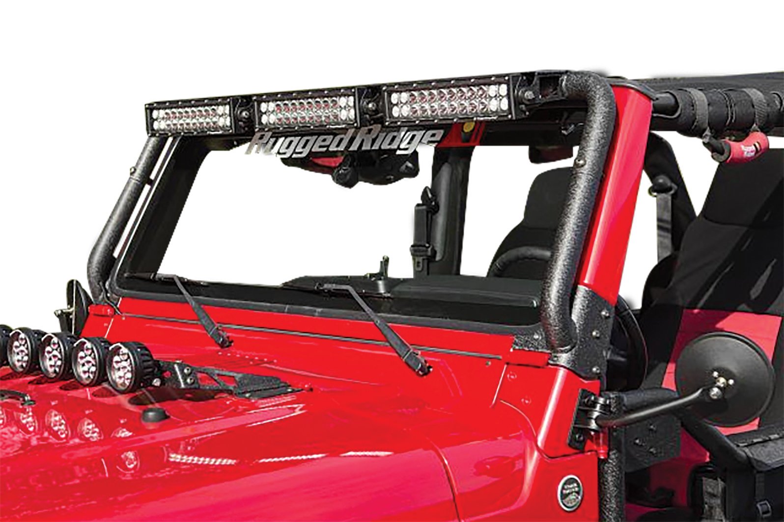 Rugged Ridge 11232.08 Windshield Light Bar Mount for 97-06 Jeep Wrangler TJ  & Unlimited | Quadratec